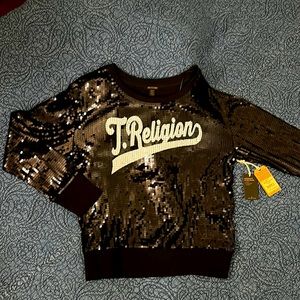 STYLE: WC090TS03
COLOR: BLACK
T. RELIGION SEQUIN BF
PULLOVER